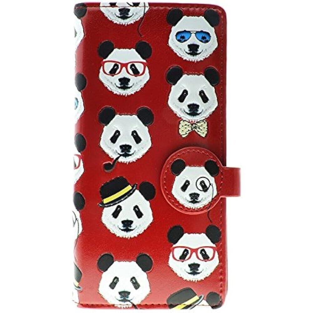 Shag Wear Womens Large Faux Leather Clutch Wallet - Panda Repeat, Red NWT